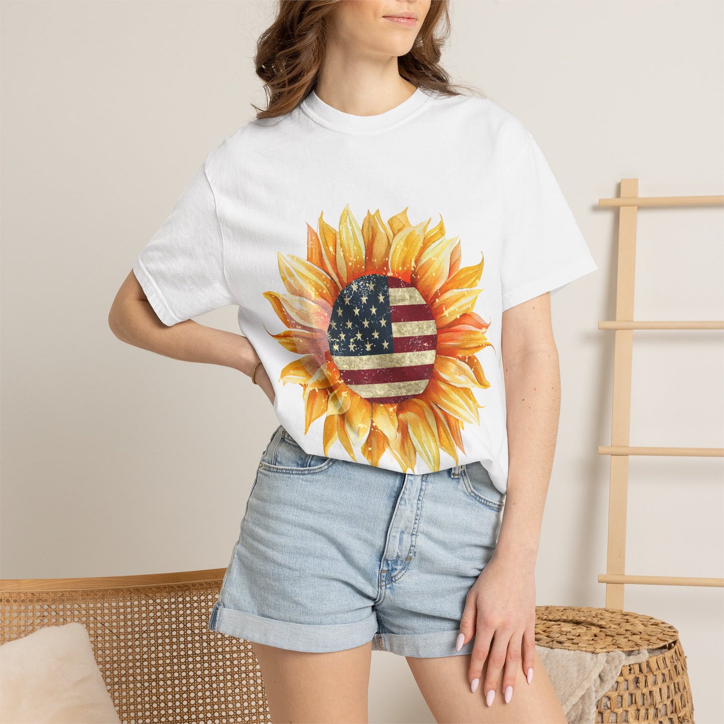 Sunflower American Flag T-Shirt