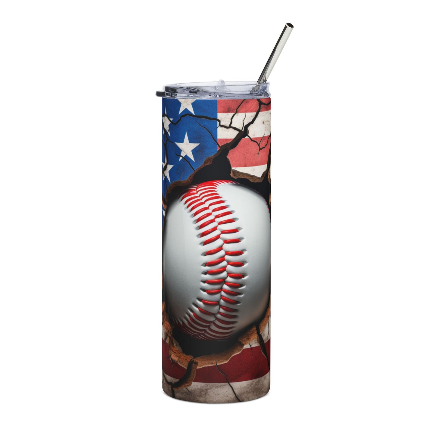 Baseball & American Flag 20oz Stainless Tumbler