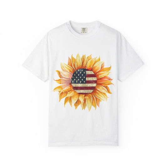 Sunflower American Flag T-Shirt