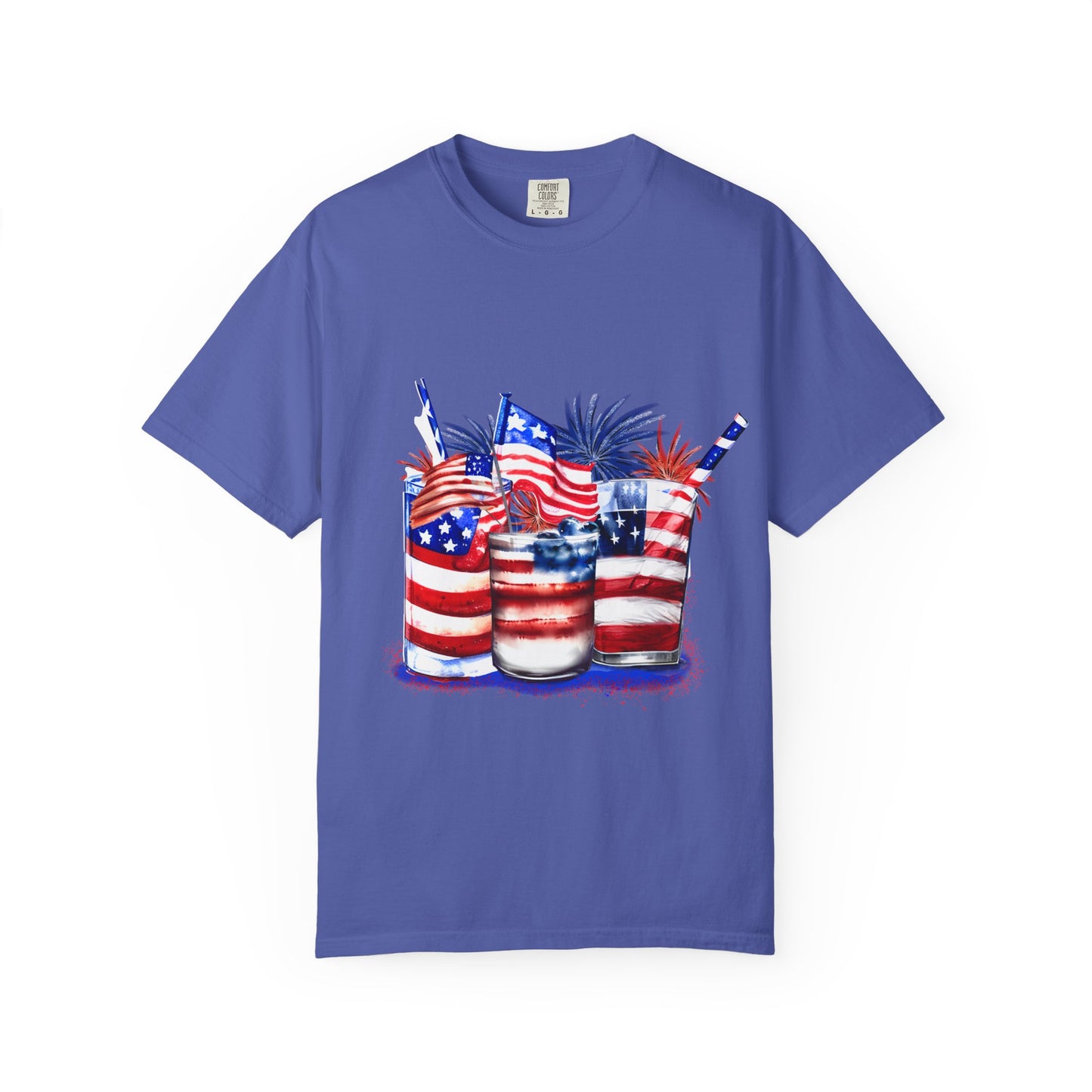 American Flag Drinks 4th of July Tee