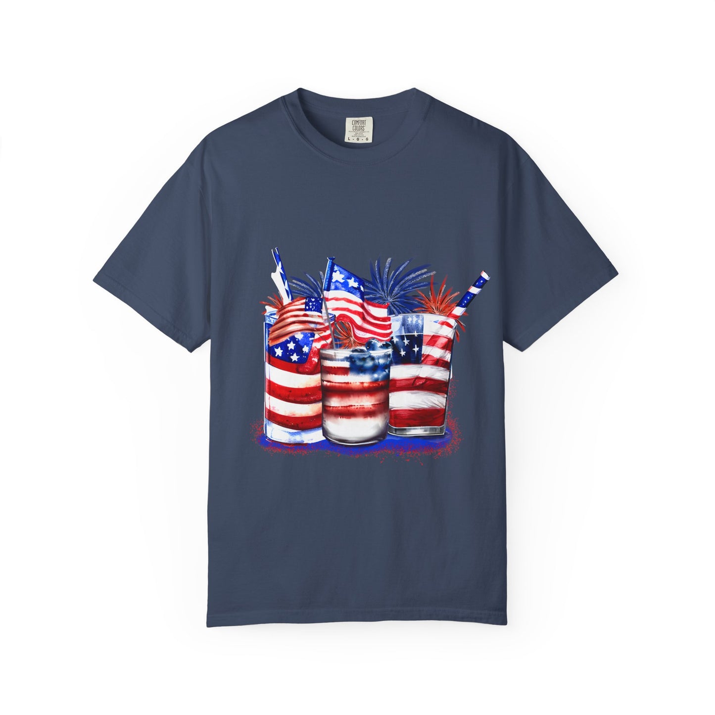 American Flag Drinks 4th of July Tee