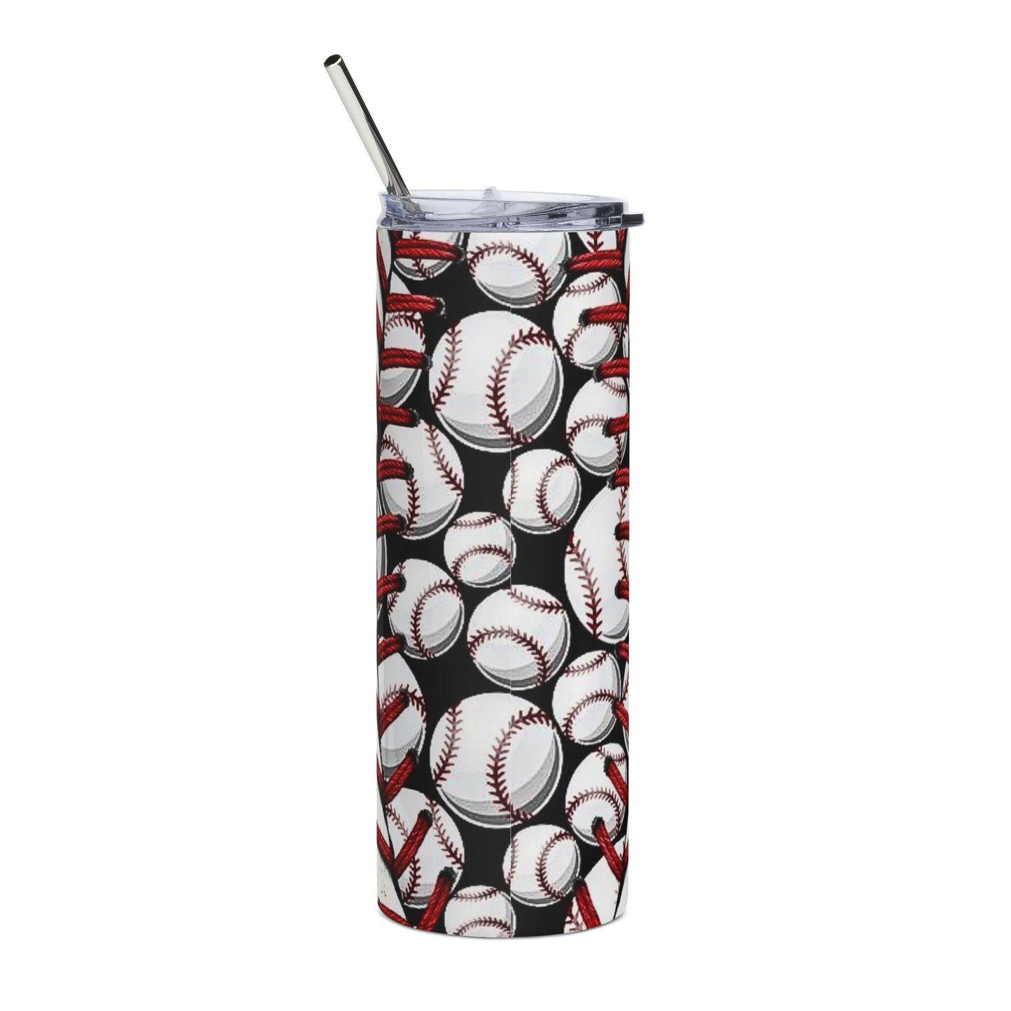 Baseball Mom 20oz Stainless Steel Tumbler — Leopard Print, Polka Dot Bow Design