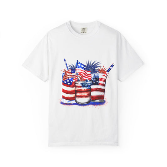 American Flag Drinks 4th of July Tee