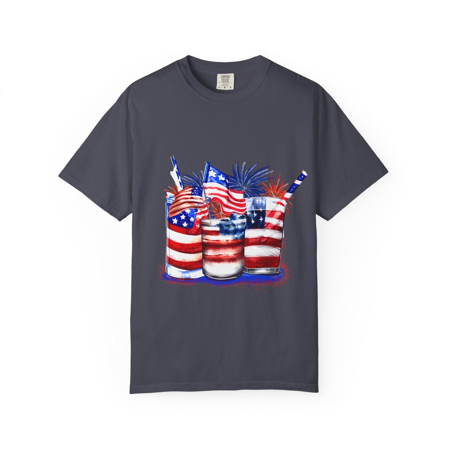 American Flag Drinks 4th of July Tee