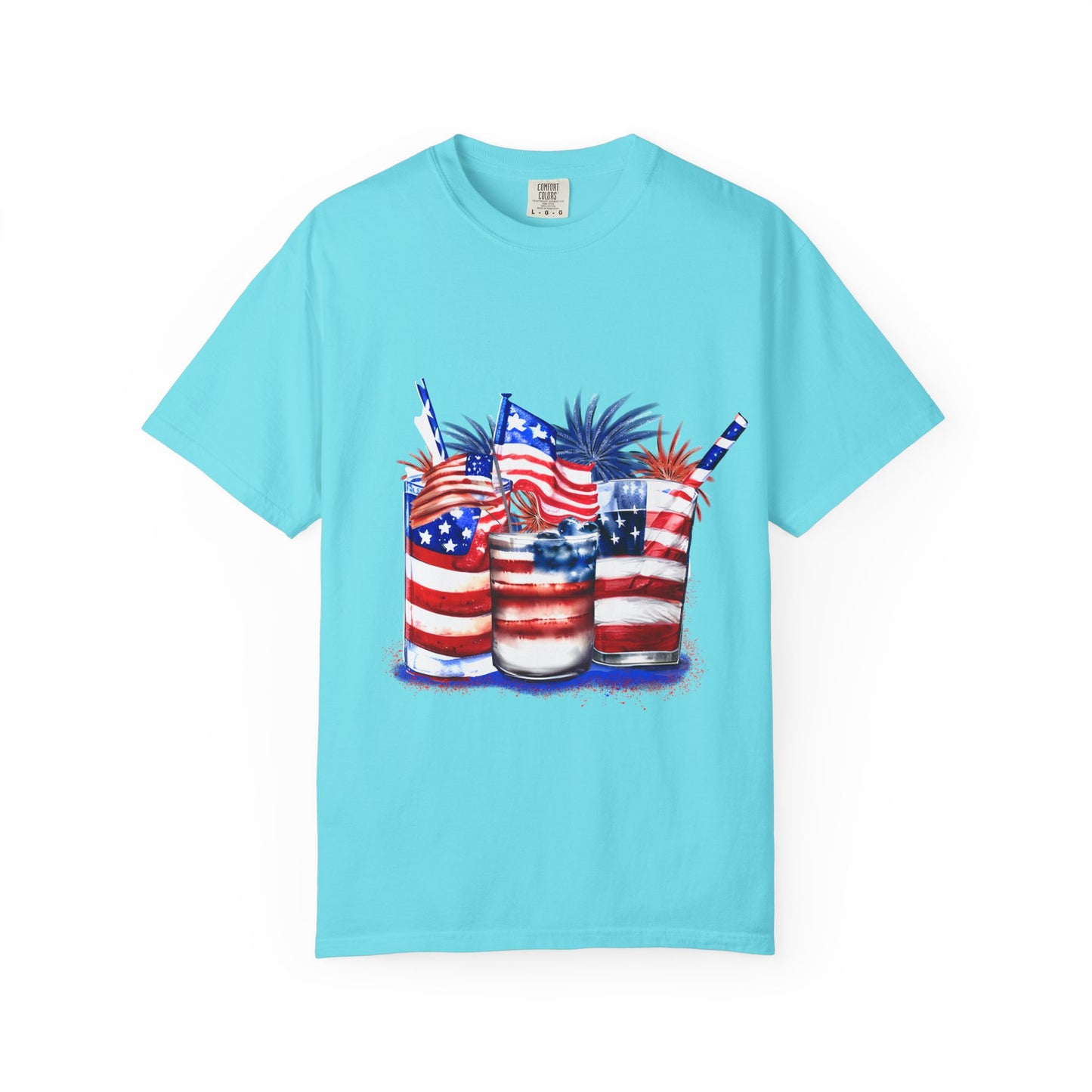 American Flag Drinks 4th of July Tee