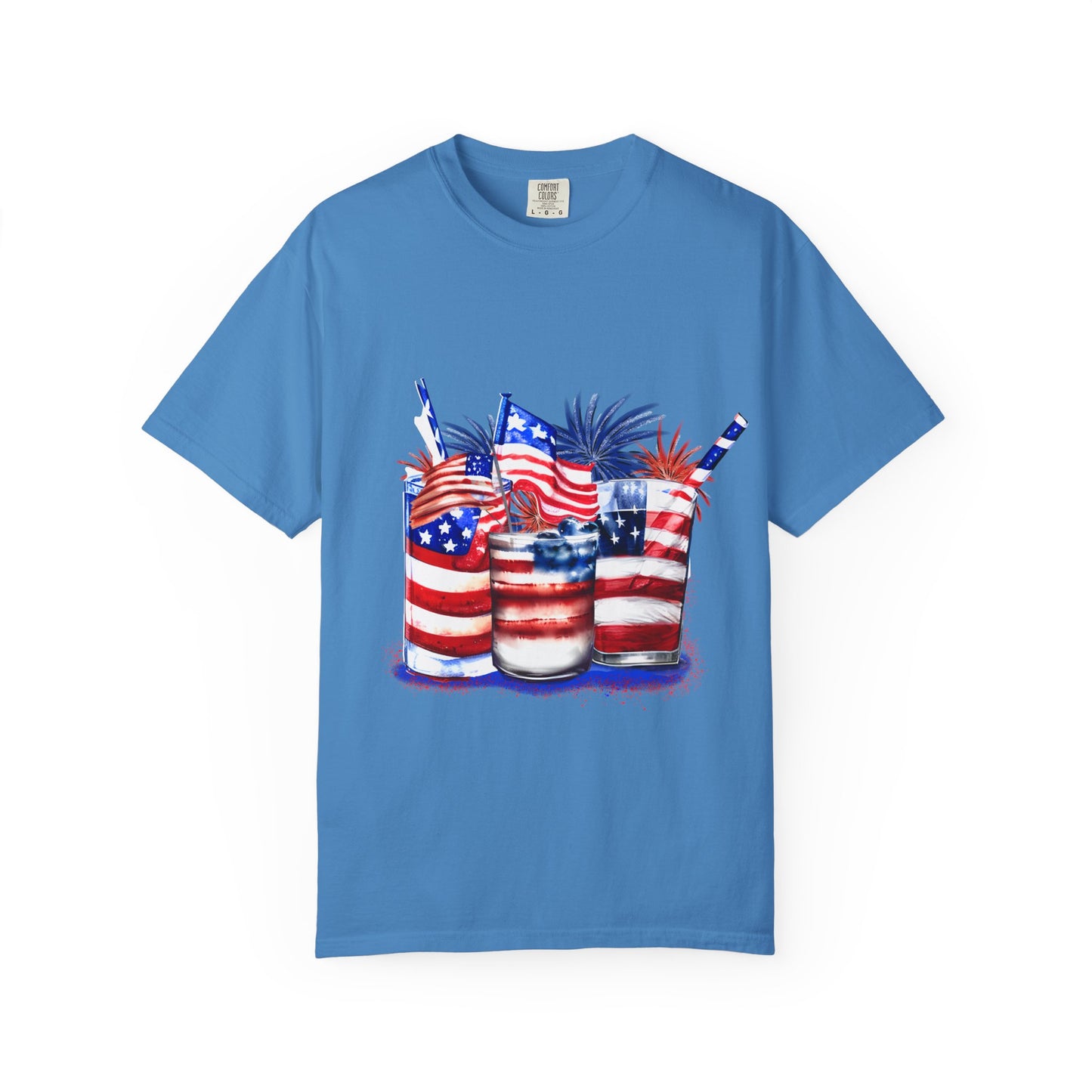 American Flag Drinks 4th of July Tee