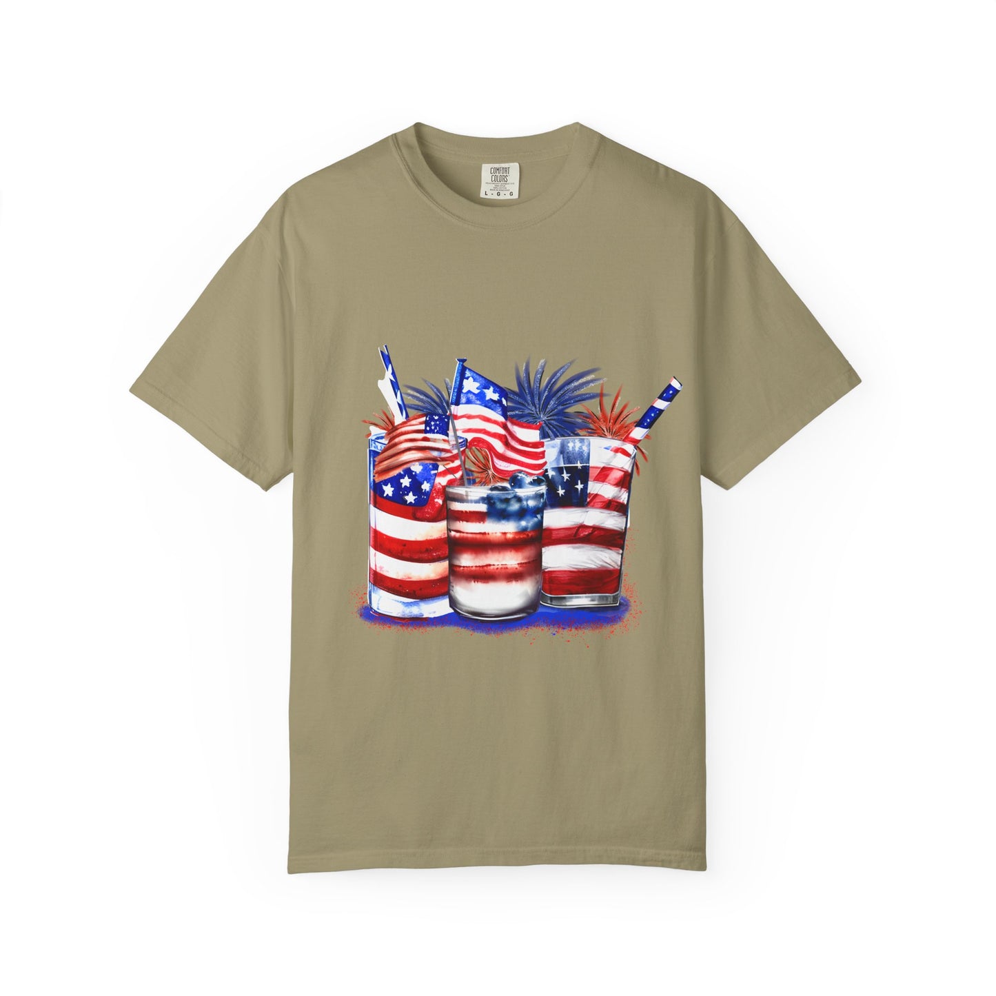 American Flag Drinks 4th of July Tee