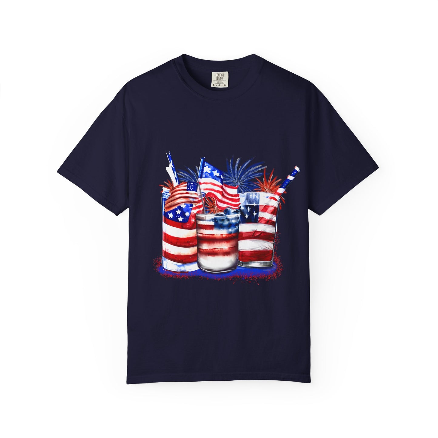 American Flag Drinks 4th of July Tee