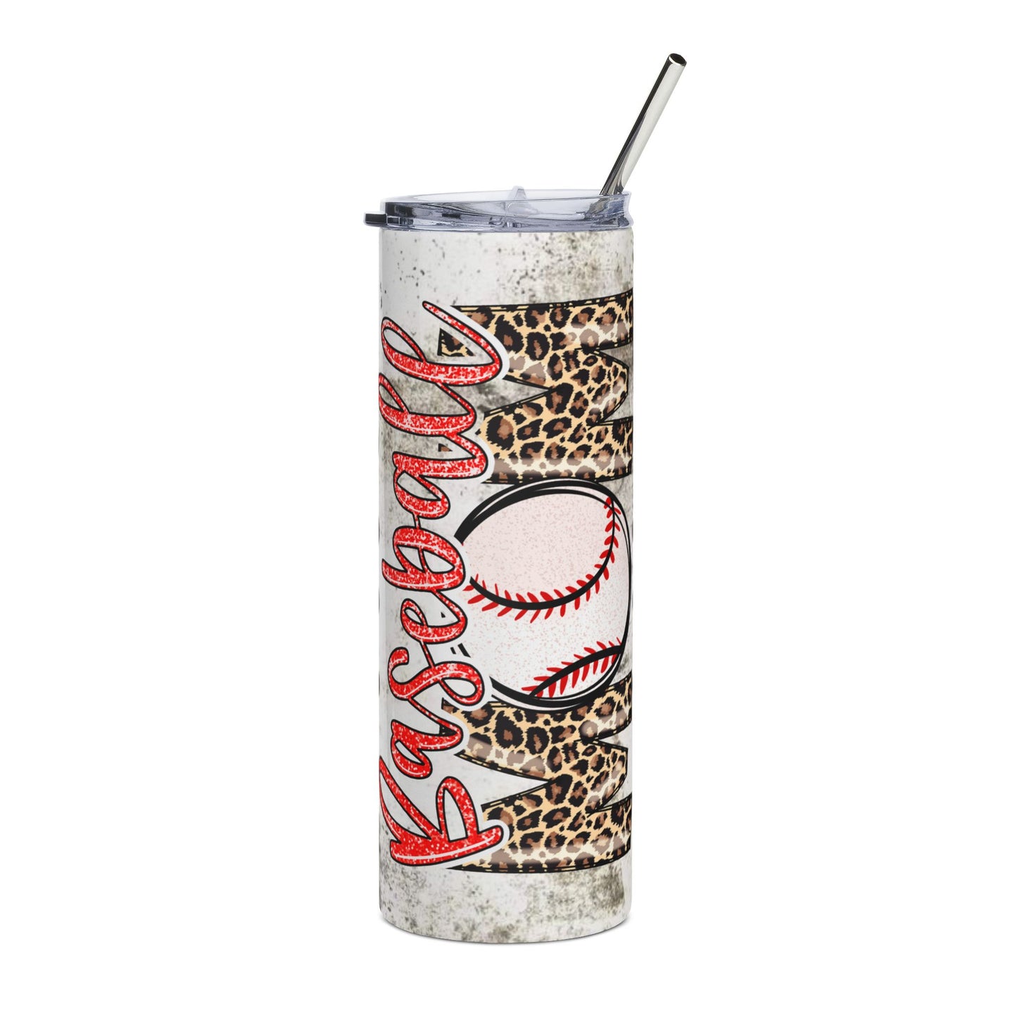 Baseball Leopard 20oz Stainless Steel Tumbler — Insulated Sports Travel Cup