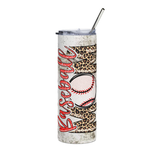 Baseball Leopard 20oz Stainless Steel Tumbler — Insulated Sports Travel Cup